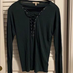Lace up express green top